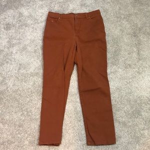 Clay colored skinny jeans